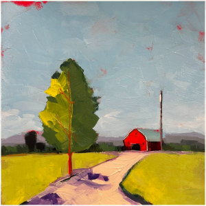 "End of the Road" Ryth LaGue - 12" x 12" - Acrylic on Board - 2023 - $400. "End of the Road" Ryth LaGue - 12" x 12" - Acrylic on Board - 2023 - $400.